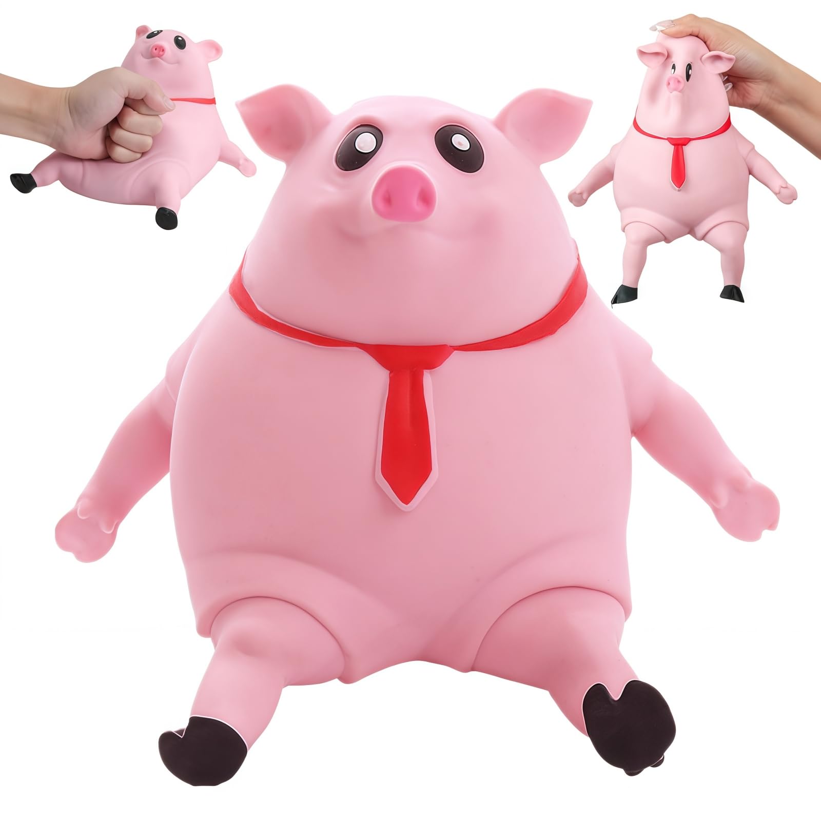 Stretchy Glue-Sand Filled Rubber Pig , Latex Piglet Soft Decompression Doll Toy, Animal High-Elastic Stretchable Decompression, Decompression Toy for Adults and Children (Pig-L)