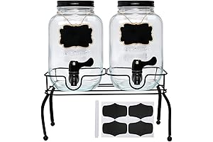 1 Gallon Glass Beverage Dispensers with Spigot for Parties and Kombucha Two Pack