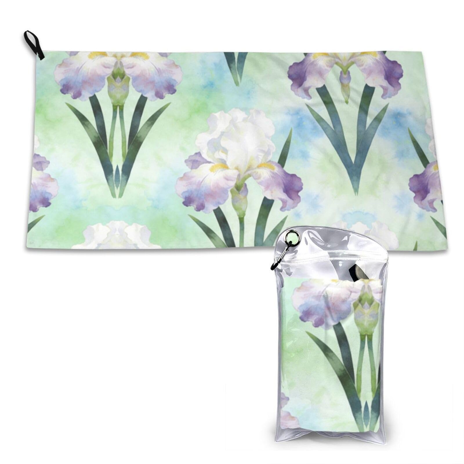 DUYKIMQW Watercolor Iris Print Quick Dry Towel 16x31.5in White