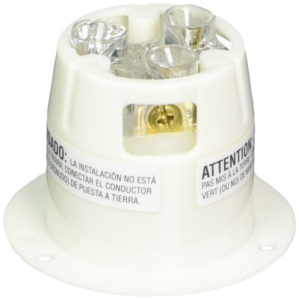 Locking Devices, Twist-Lock, Industrial, Flanged Inlet, 30A 250V, 2-Pole 3-Wire Grounding, L6-30P, Screw Terminal, White