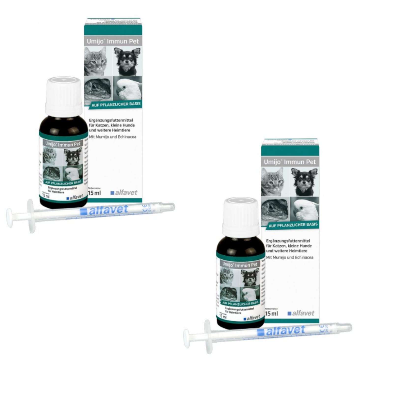 alfavet Umijo Immun Pet für Katzen, Kleinnager, Reptilien und Ziervögel - Doppelpack - 2 x 15 ml