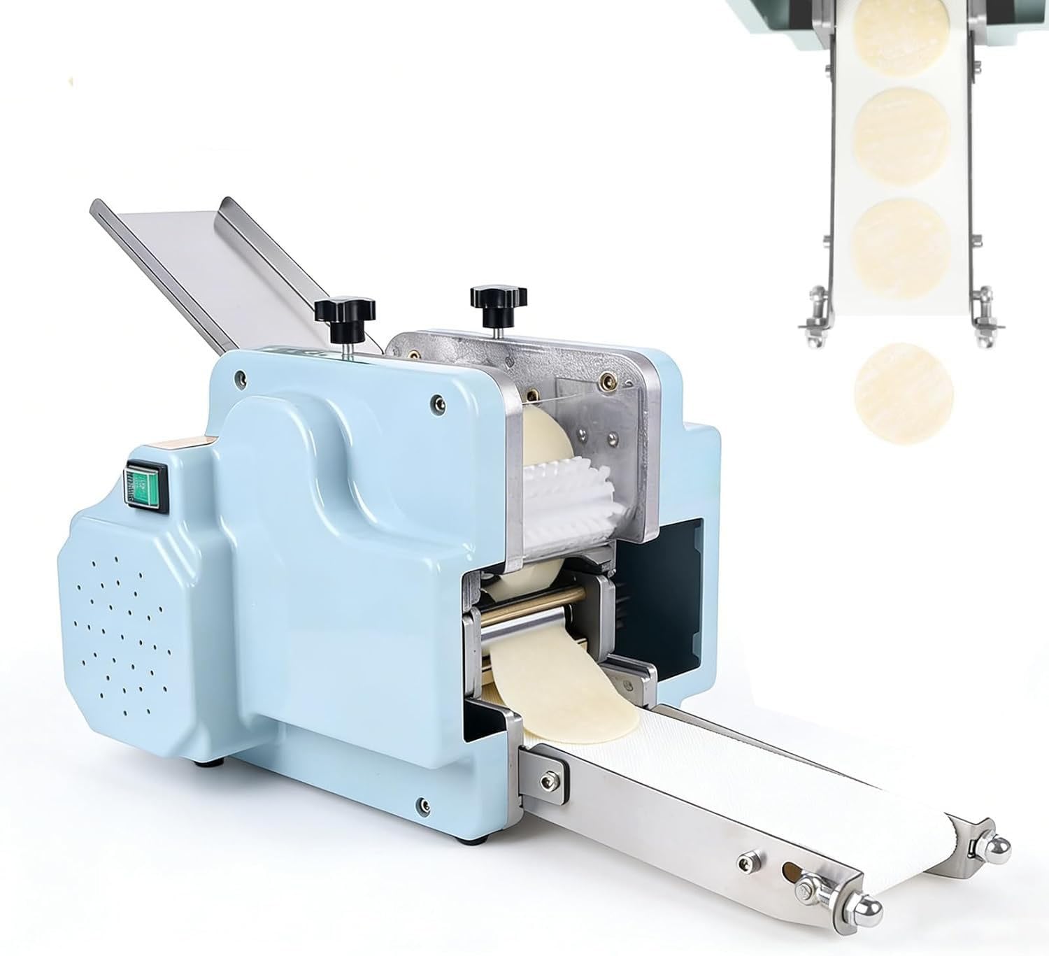 WDDBFL Automatic Dumpling Wonton Wrapper Maker, 60 Pcs/Min, 8cm (3.15 Inch) Round Mold, Commercial Roller for Home Kitchen and Breakfast Shops