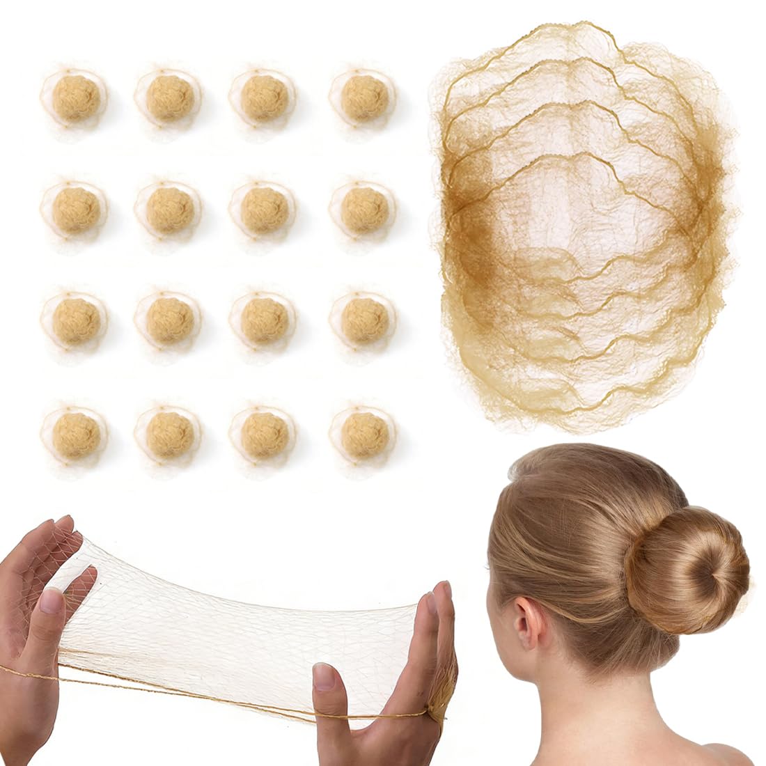 20 Pcs Filet Chignon, Filets À Cheveux Invisible En Maille Fine Filet Chignon Élastique Filets Cheveux Pour Infirmière Danseuse Hôtesse De L'Air