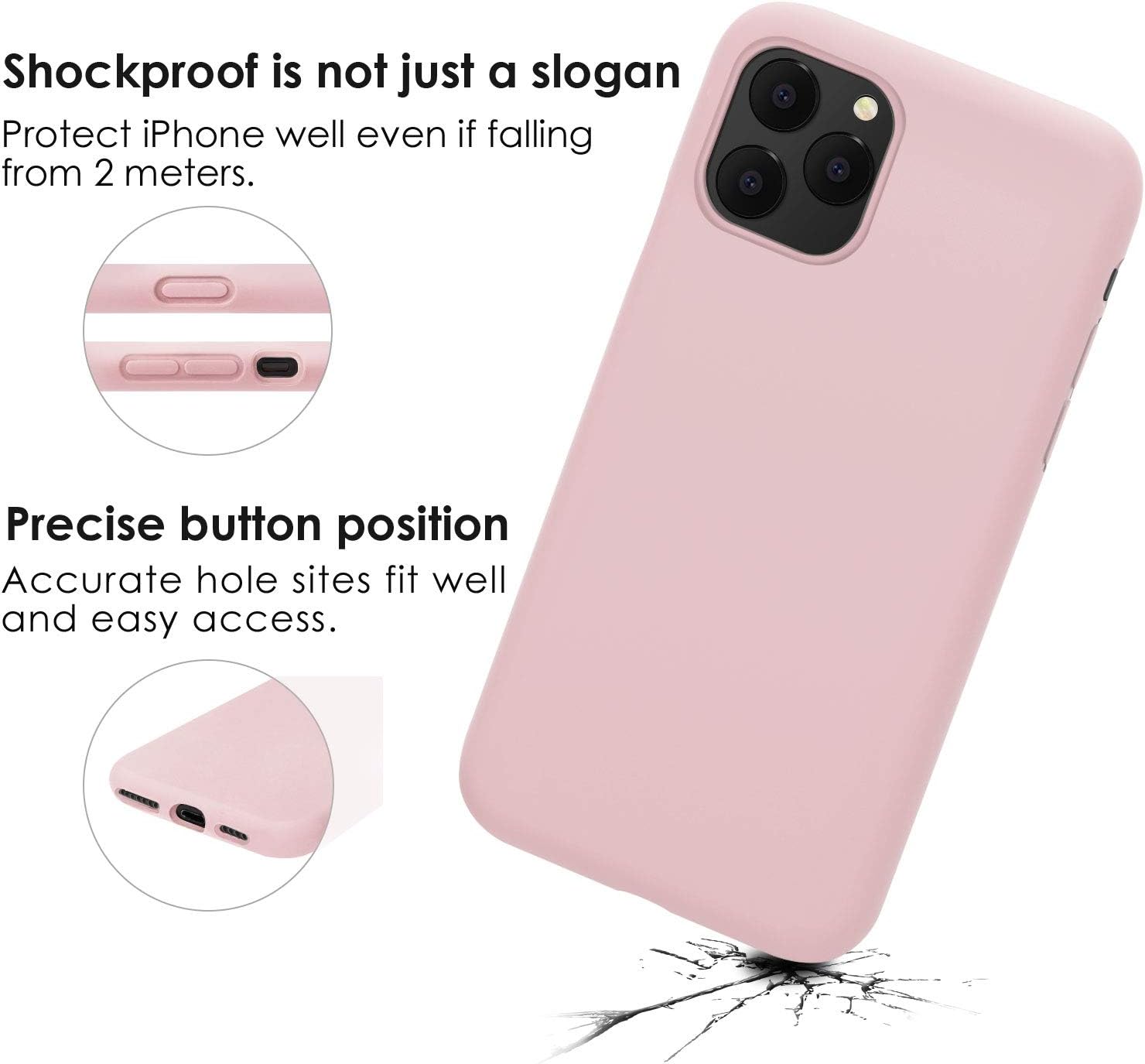 JASBON iPhone 11 Pro Max Case,Silicone Shockproof Phone Case Gel Rubber Drop Protection 6.5 inch Cover for iPhone 11 Pro Max 2019-Sand Pink