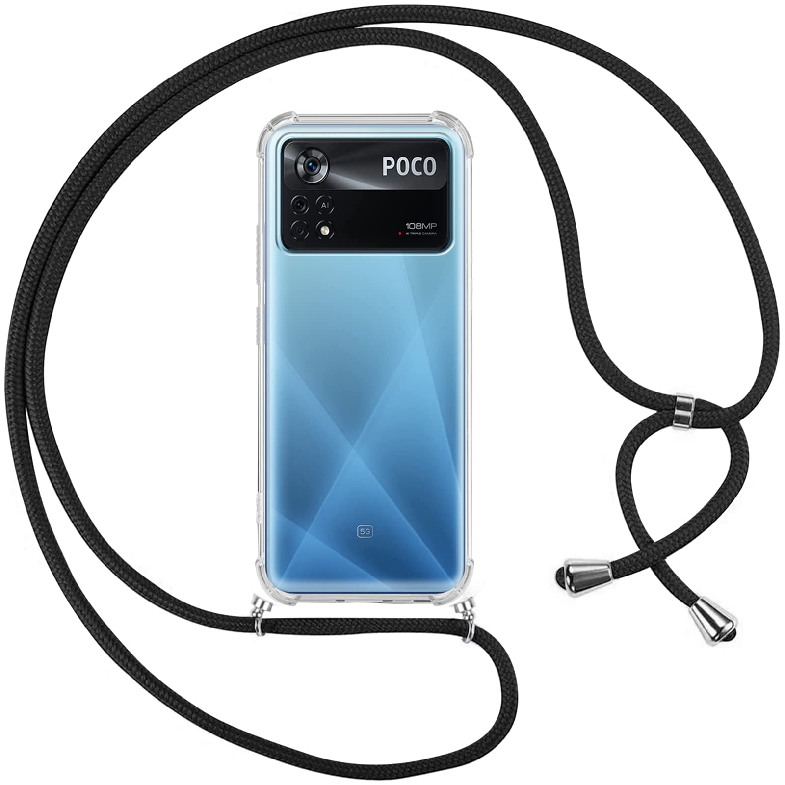Funda Con Cuerda Para Xiaomi Poco X4 Pro 5G - Carcasa TPU Transparente Y Correa Ajustable Para Colgar