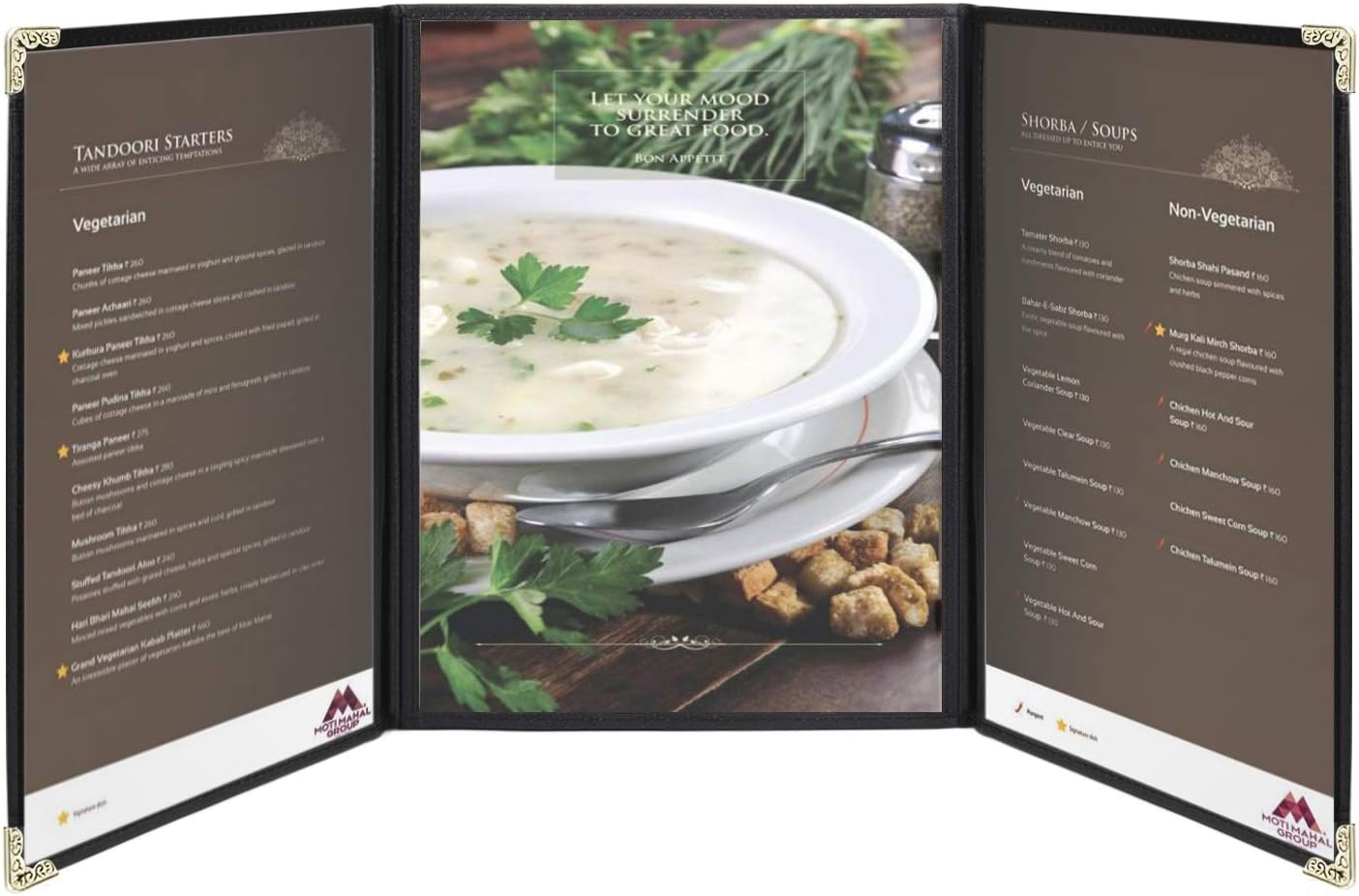 Flexzion Menu Covers Fits 9.4″ x 12.4″ Paper Restaurant Triple
