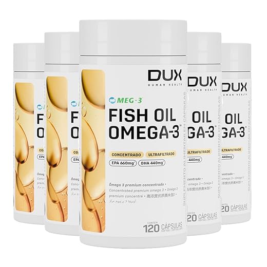 Kit 5 Ômega 3 Dux Fish Oil Sem Sabor 120 Cápsulas