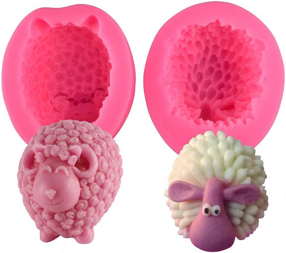 3D Sheep Shape Silicone Chocolate Mold DIY Goat Candy Fondant Molds Handmade Soap Candle Cake Decorating Mould (Set of 2)