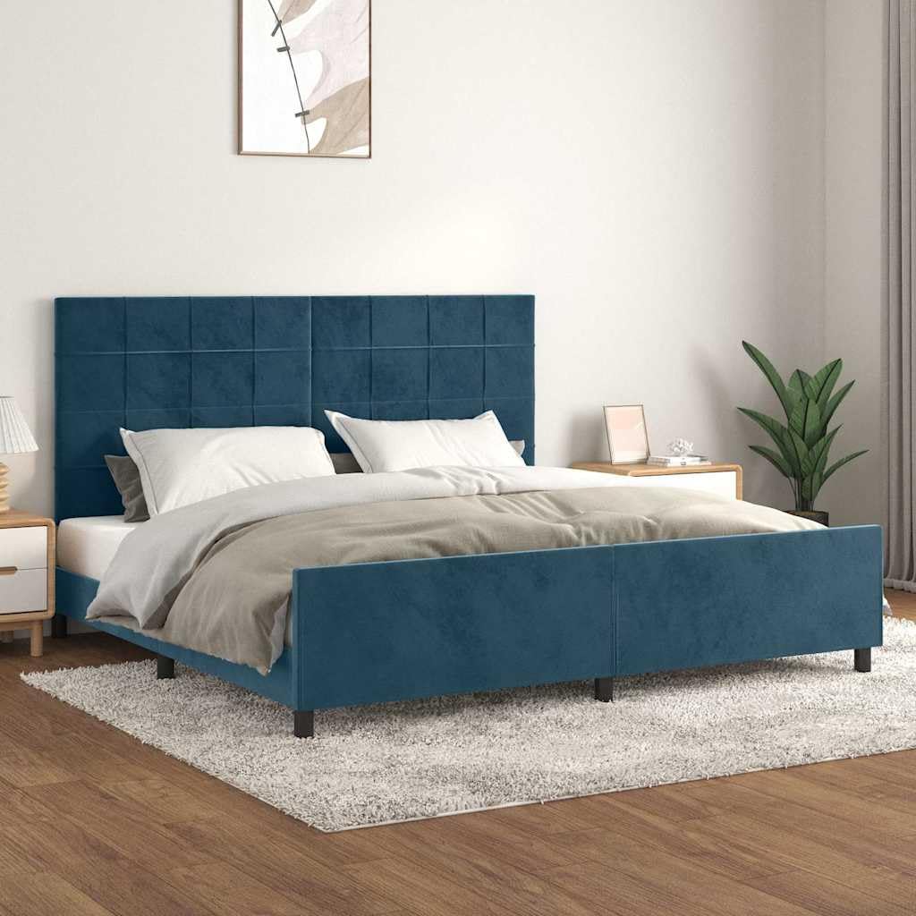Velluto premium testiera regolabile 200x200 cm Blu Scuro