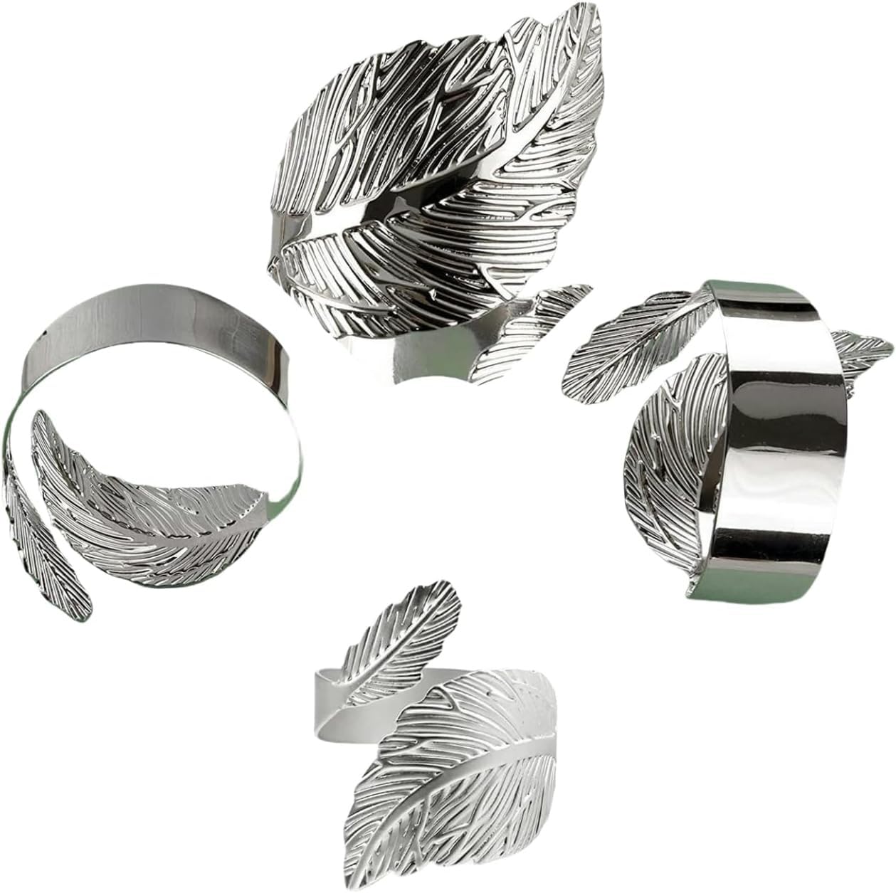 Tischdekoration Handwerk, Serviettenringe, 60 Stück, Mehrfarbig, Blatt-Serviettenschnalle, Hochzeitsbankett, Tischdekoration(Silver)