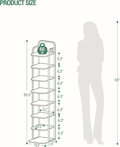 Miniatura 9 de Hzuaneri Zapatero vertical, estantes para zapatos, organizador de zapatos de madera para armario, entrada, torre de zapatos para espacios pequeños,