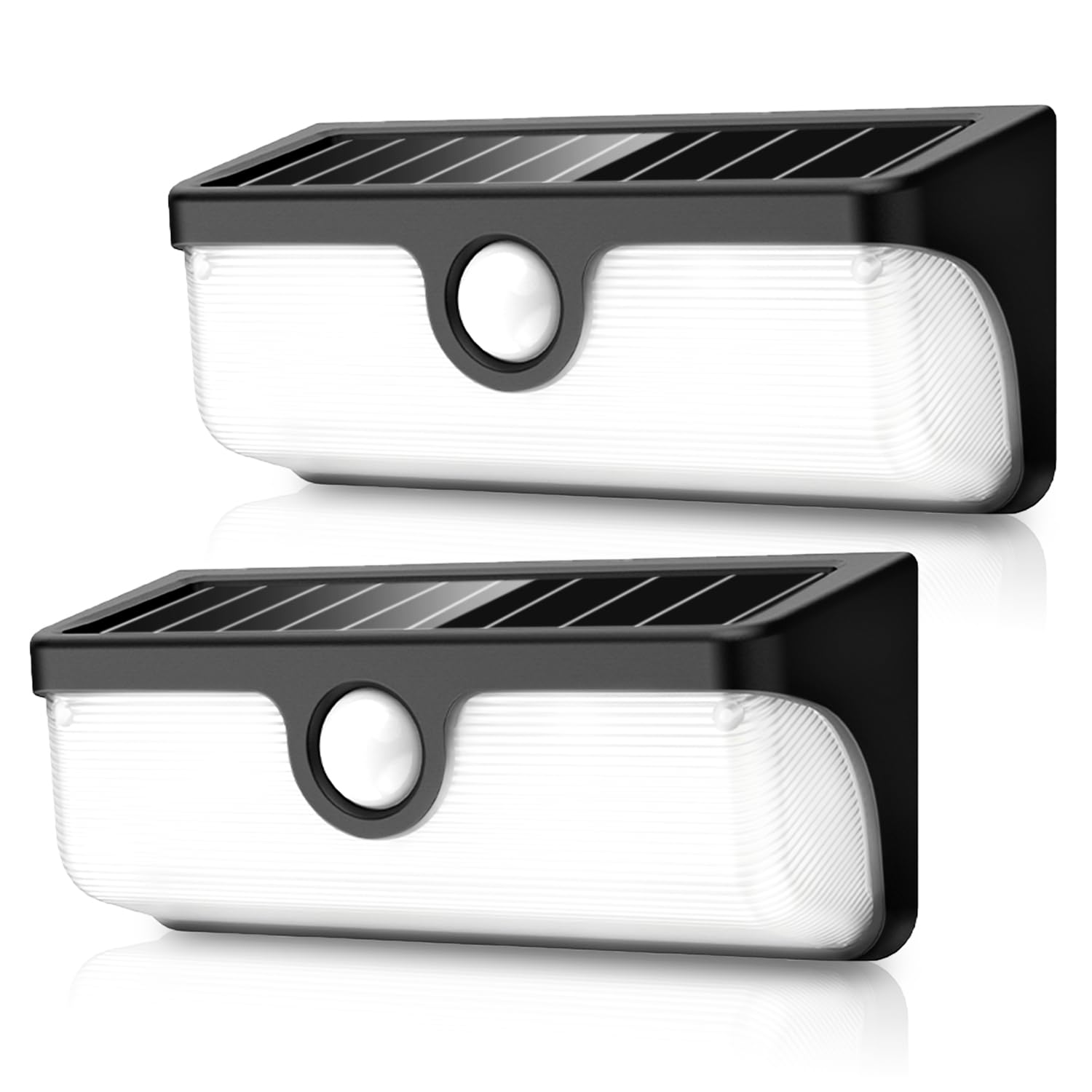 Moman Linkable Solar Wall Lights 2 Pack, Motion Sensor Outdoor Security Lights with Synchronised Activation