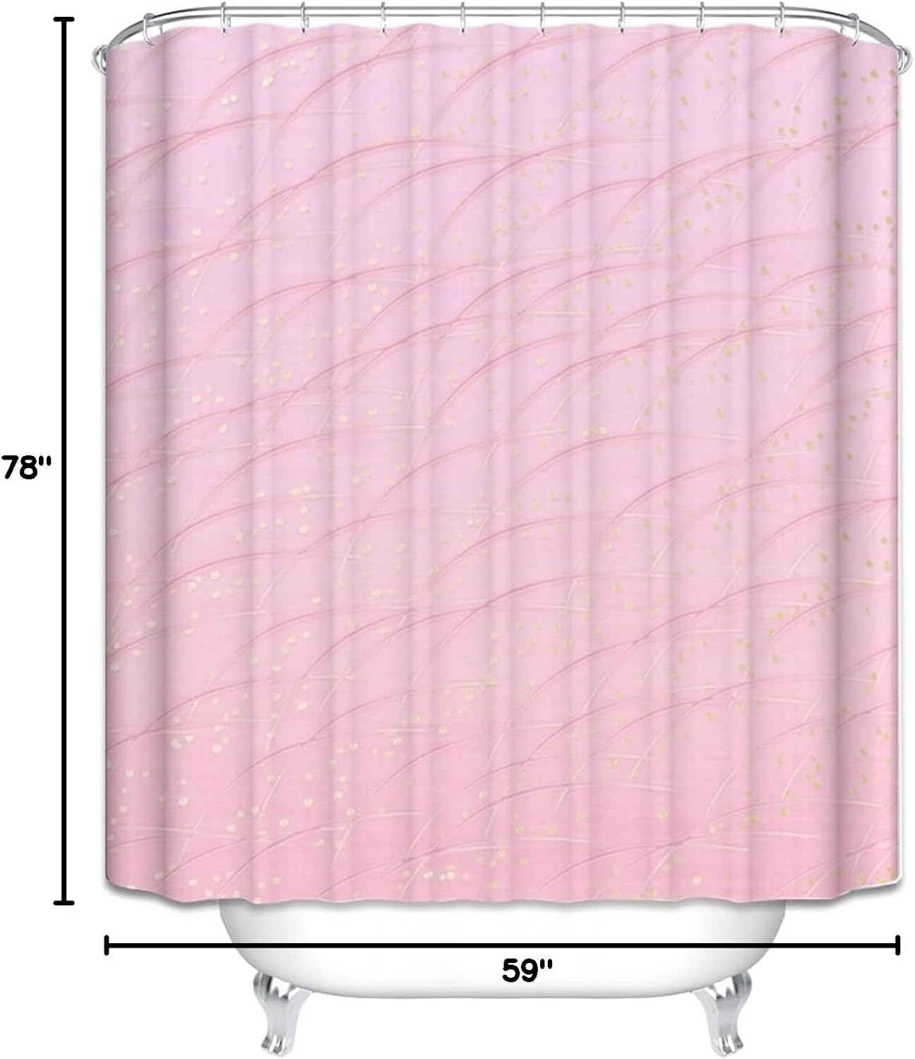 Stall Shower Curtain Grommet,59" W x 78" H,Pink Shower Curtains Line Pattern Shower Curtain Liner Polyester Bath Curtain with Rings