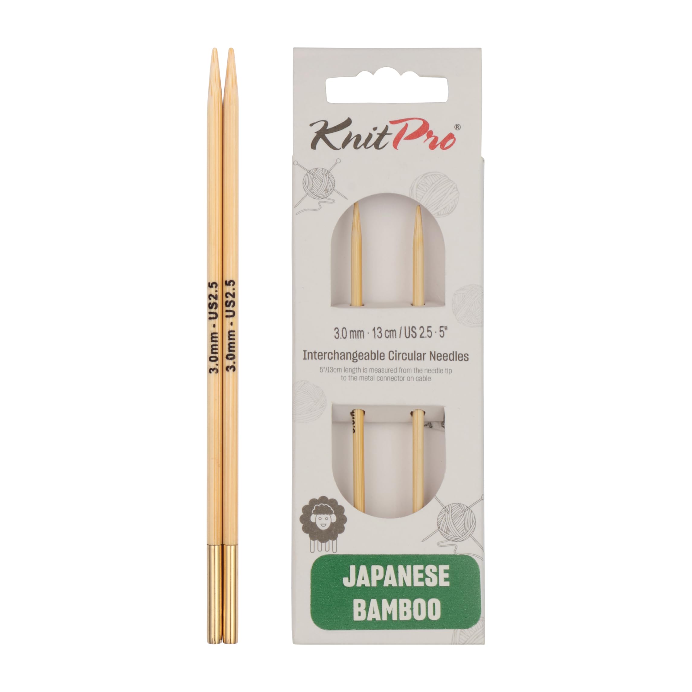 KnitPro Bamboo Interchangeable Circular Needles 5" (13cm) | 3.00mm