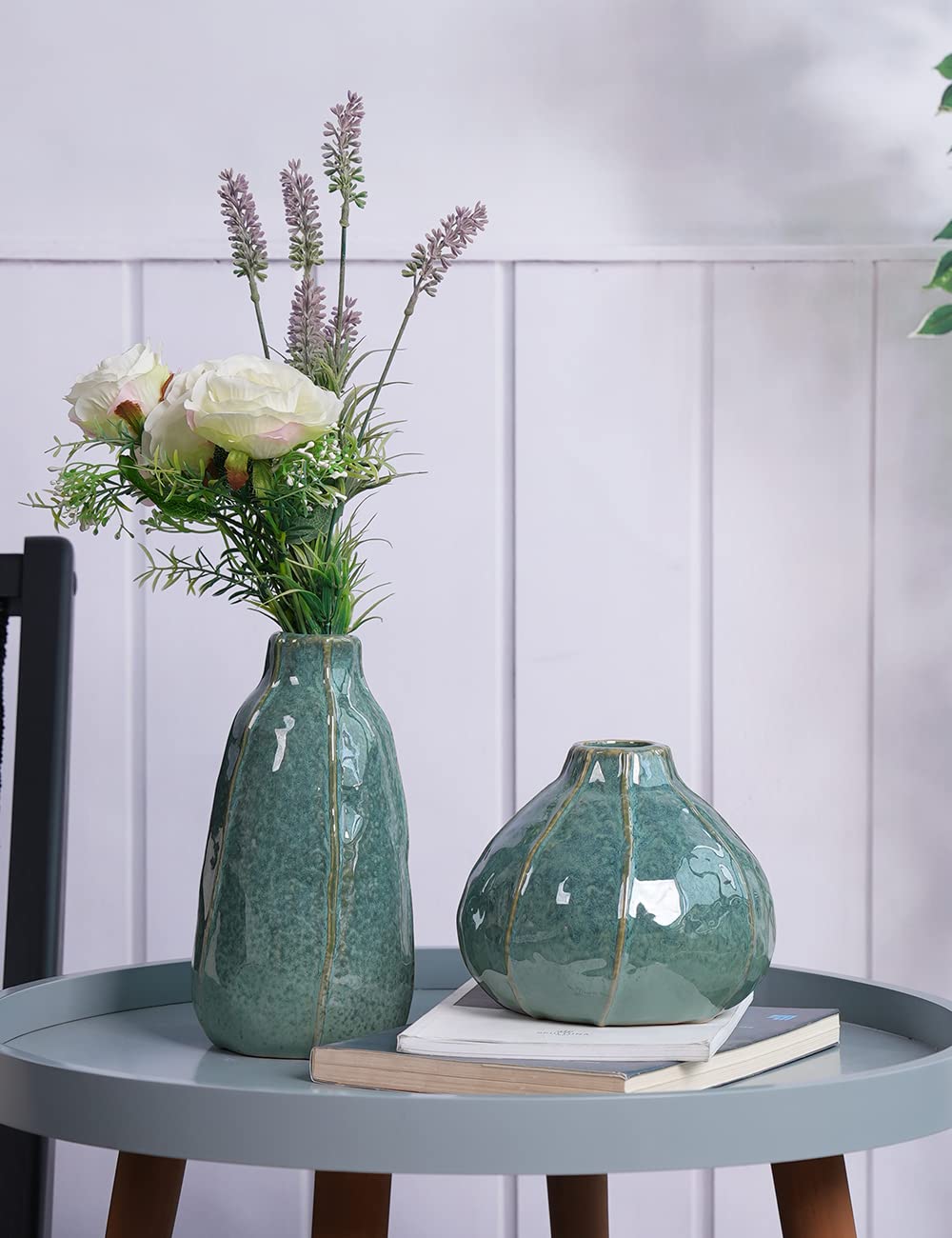HAUCOZE Vaso Fiori Scultura Moderna Decorazione Arte Casa Statua Regalo per Famiglia Amici Amanti Ceramica 22cm
