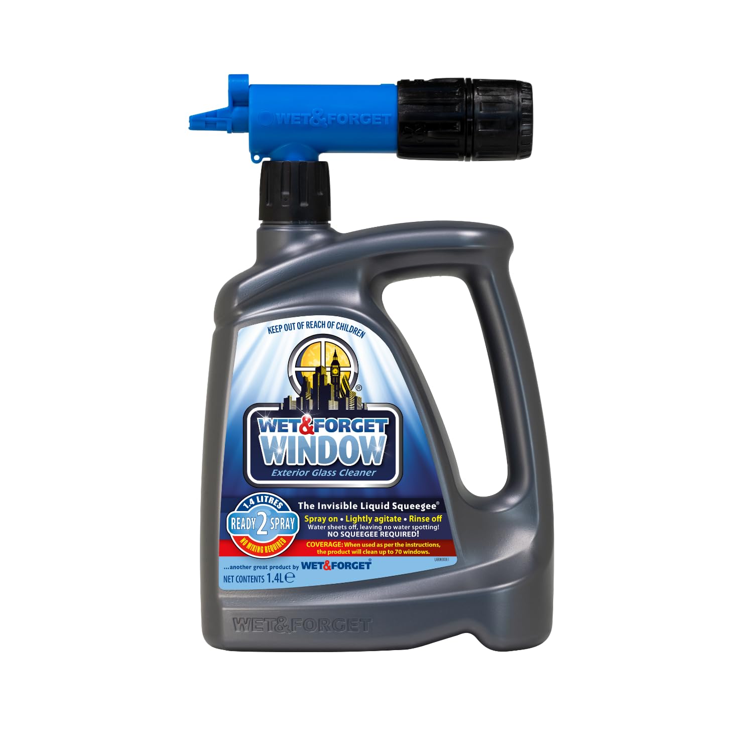 Wet & Forget Exterior Glass & Window Cleaner, Ready-to-use, 2L