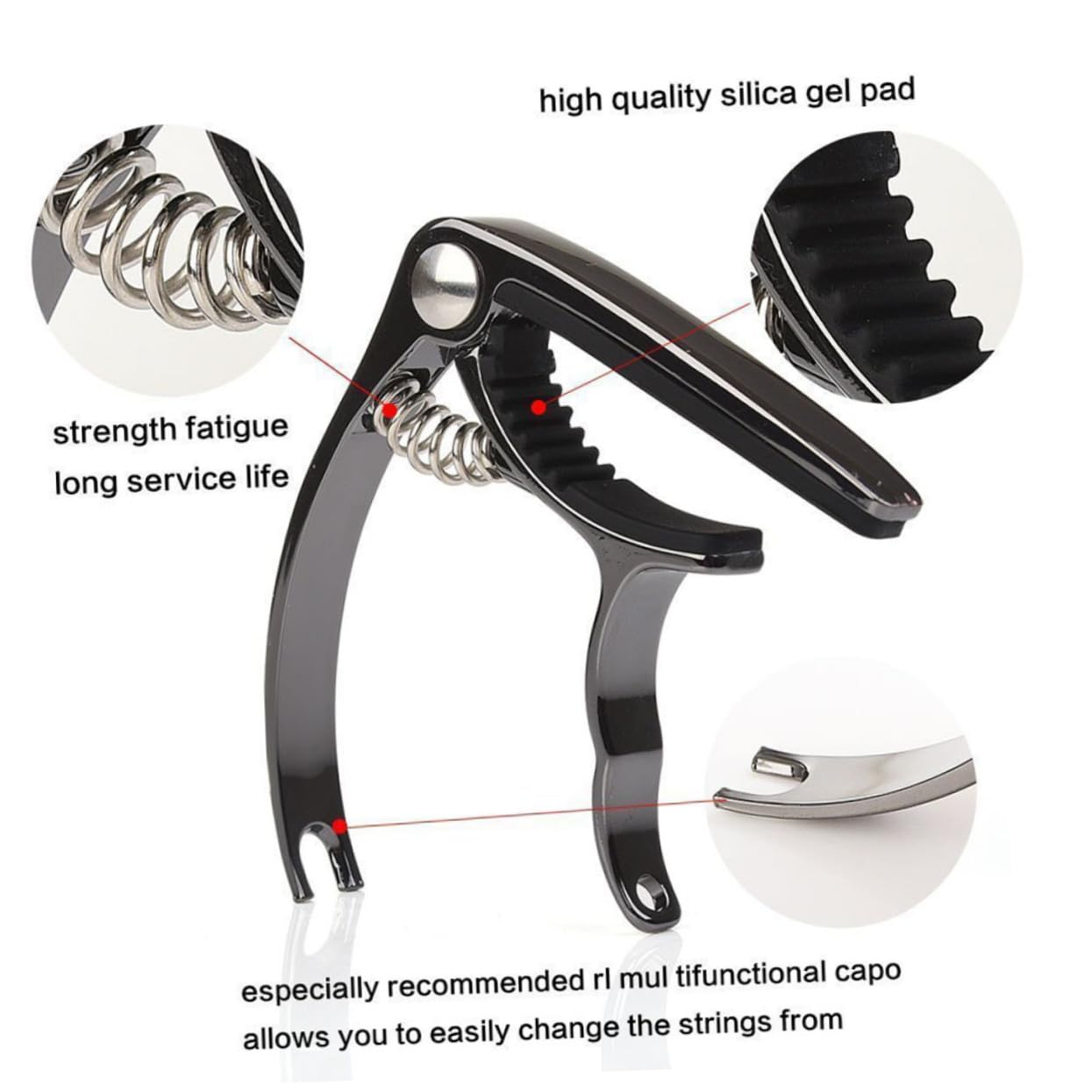 TOYANDONA 3piezas Capo De Guitarra Metálico Ligero y Fácil De Usar Para Guitarra Acústica Eléctrica y Ukelele Negro
