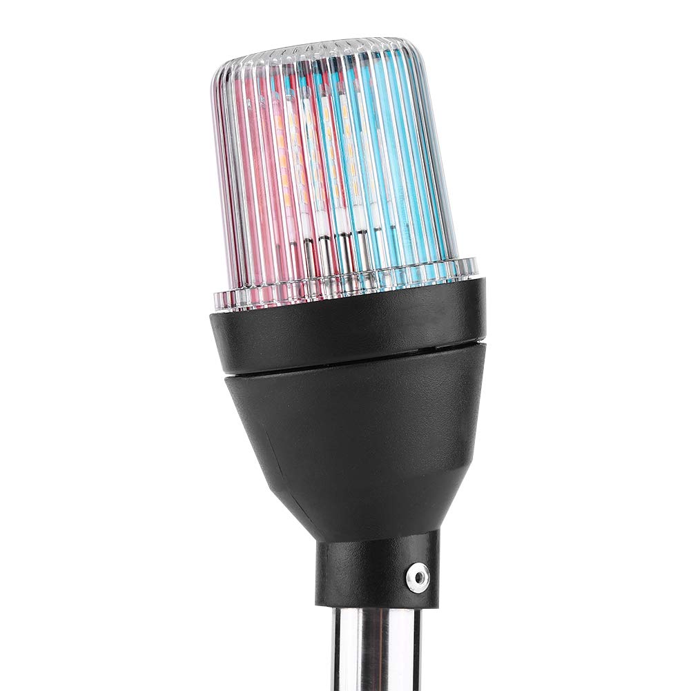 Jiawu Luz de Ancla Marina, Luz de Navegación de Yate de Popa Plegable Ajustable de 12 V, de Señal de Yate con Colores LED Triples para