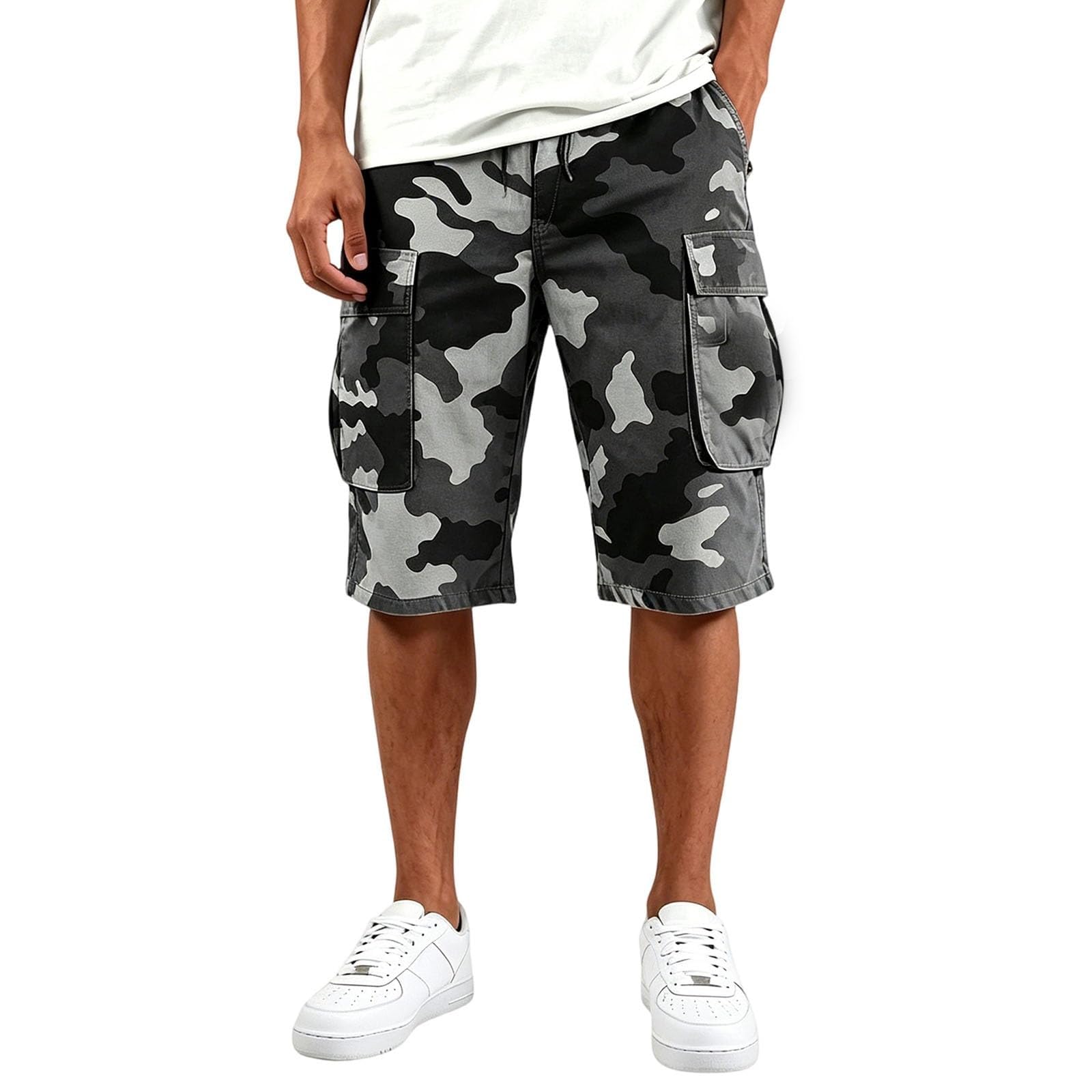 Short de travail pour homme, motif camouflage, hip-hop, surdimensionné