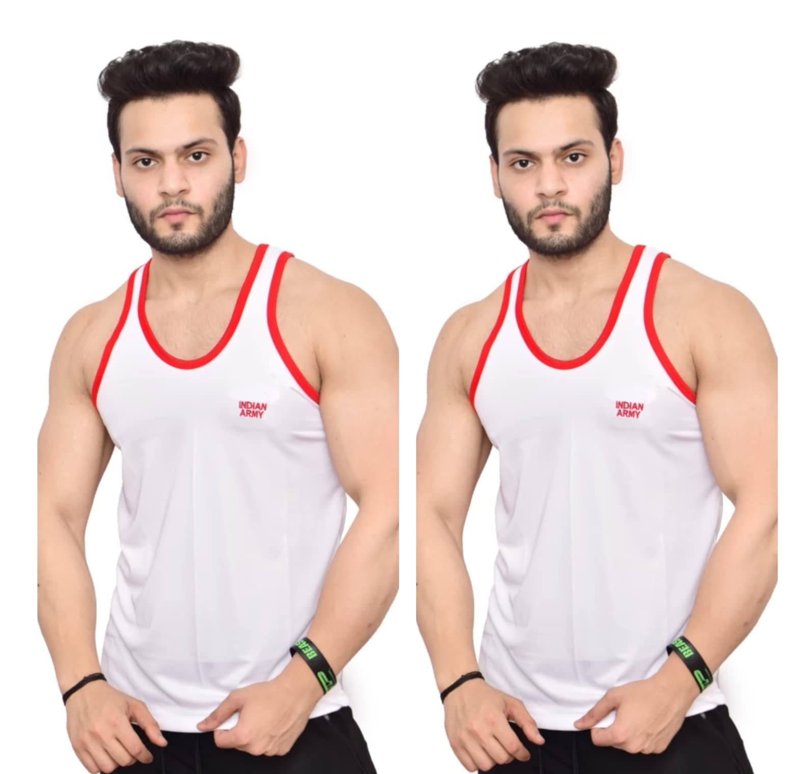Men's Army Sleeveless Cotton Vest Sando Men's Light Weight Dryfit Sports Tank Top Vest Pack of 2-image-28