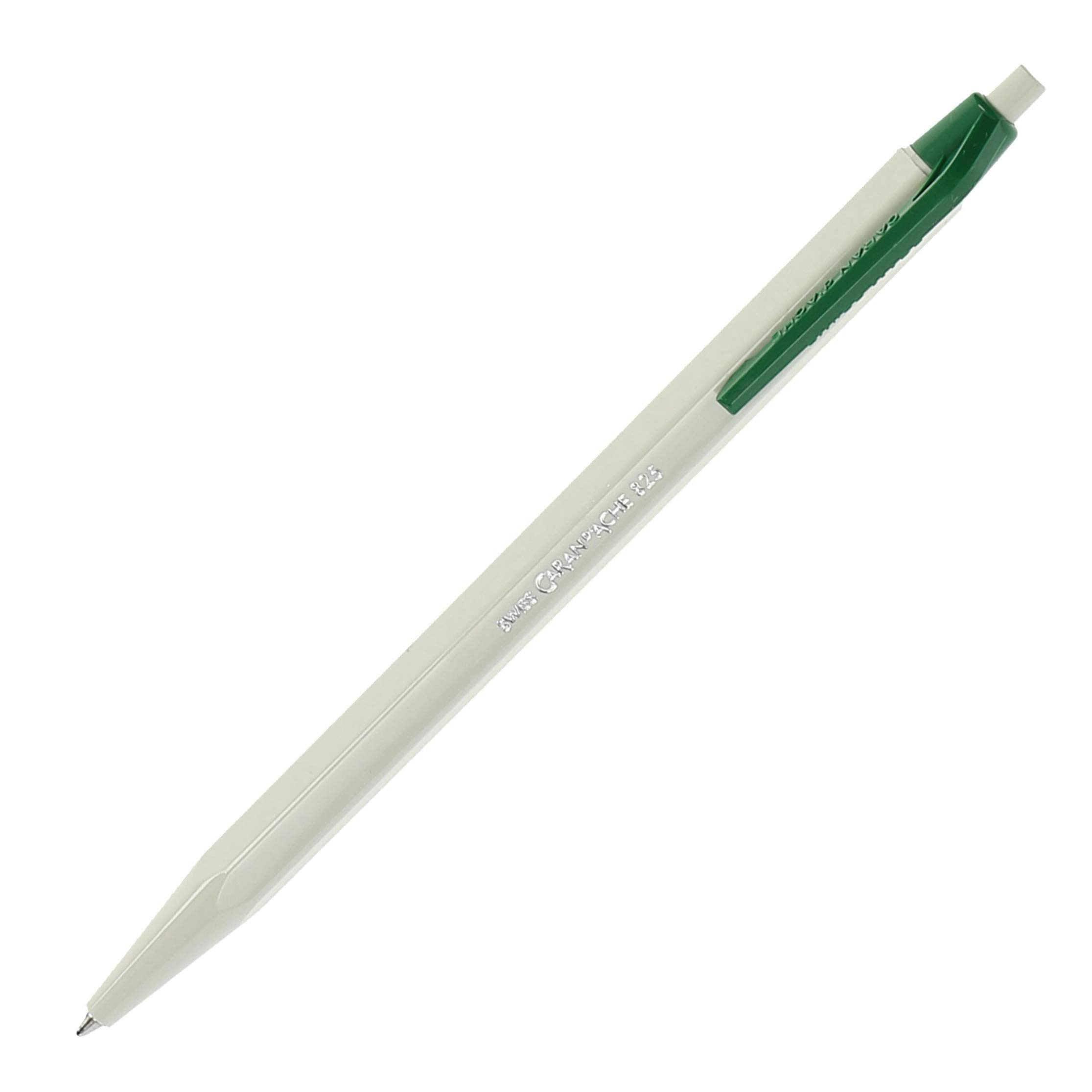 Caran d'Ache D'ache 825 ECO Resin and Stainless Steel Ballpoint Pen, Green/White, Green Ink, 12 cm