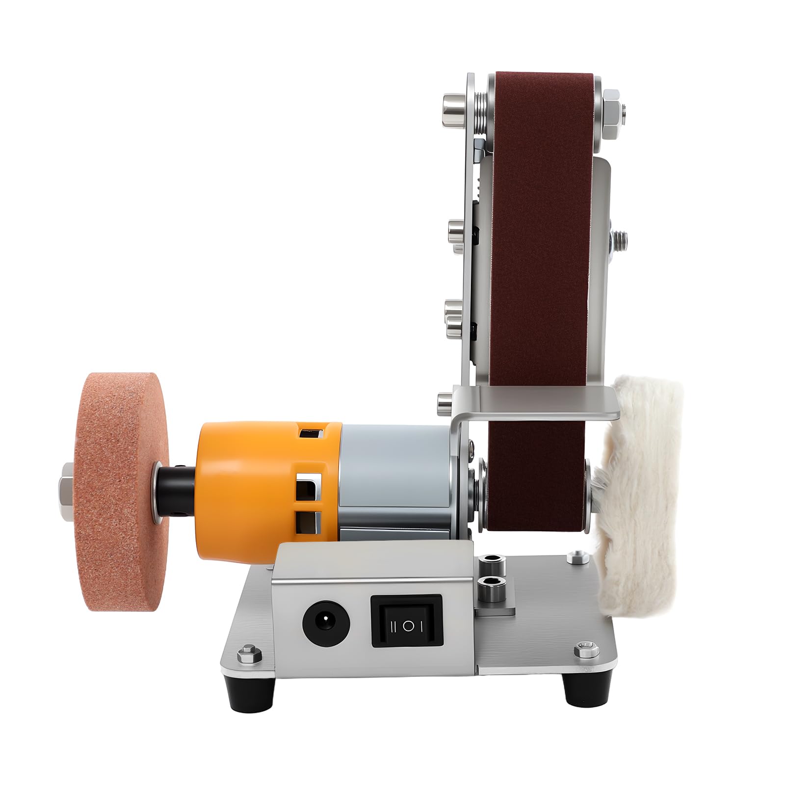 Mini levigatrice a nastro, levigatrice a nastro elettrica 4000 – 9000 giri/min, 7 velocità VorwäRts RüCkwäRts motore in acciaio inox potente, per metallo e legno gioielli fai da te