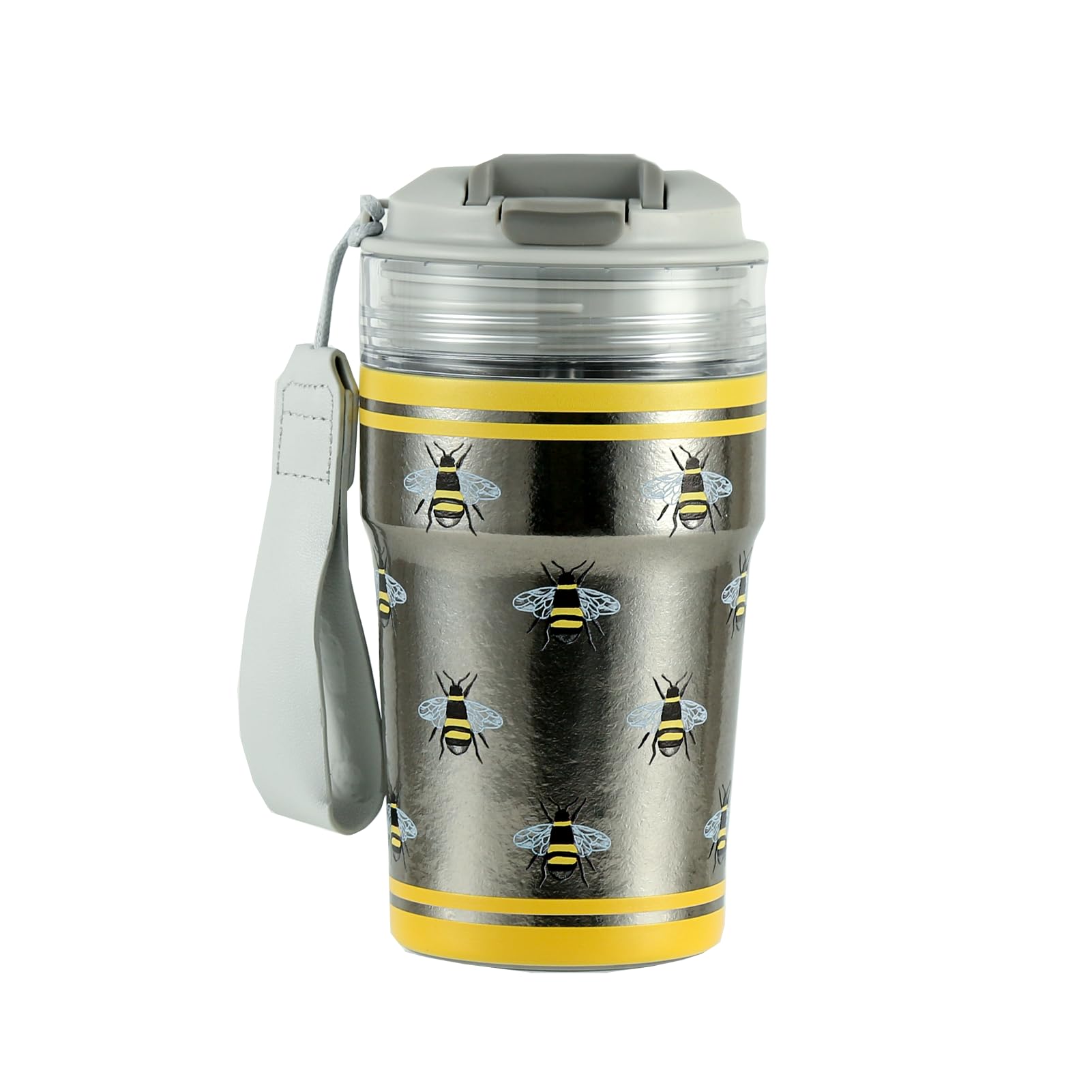 350ml/12oz Kubek tytanowy antypoślizgowy, kubek tytanowy z filtrem i słomką, kubek podróżny z podwójnymi ściankami, kubek kempingowy. (pszczoła)