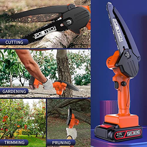 Jpowtech Mini Chainsaw Cordless 6-Inch With 2 Batteries & Security Lock, Small Portable Handheld Electric Power Chain Saw For Gardening, Wood Cutting And Tree Trimming, Lightweight #TOP6