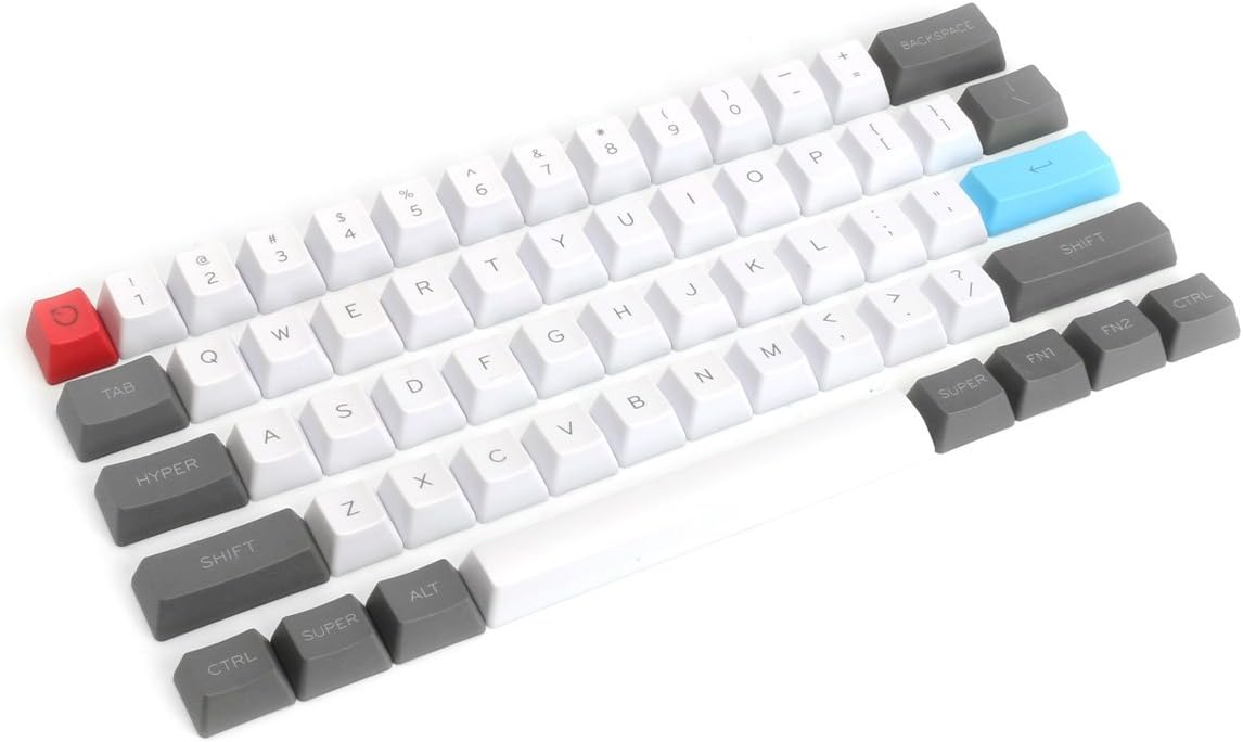 61 Key Keyboard, Ansi Key Layout OEM Profile Pbt Thick Keycaps for 60% Mechanical Keyboard