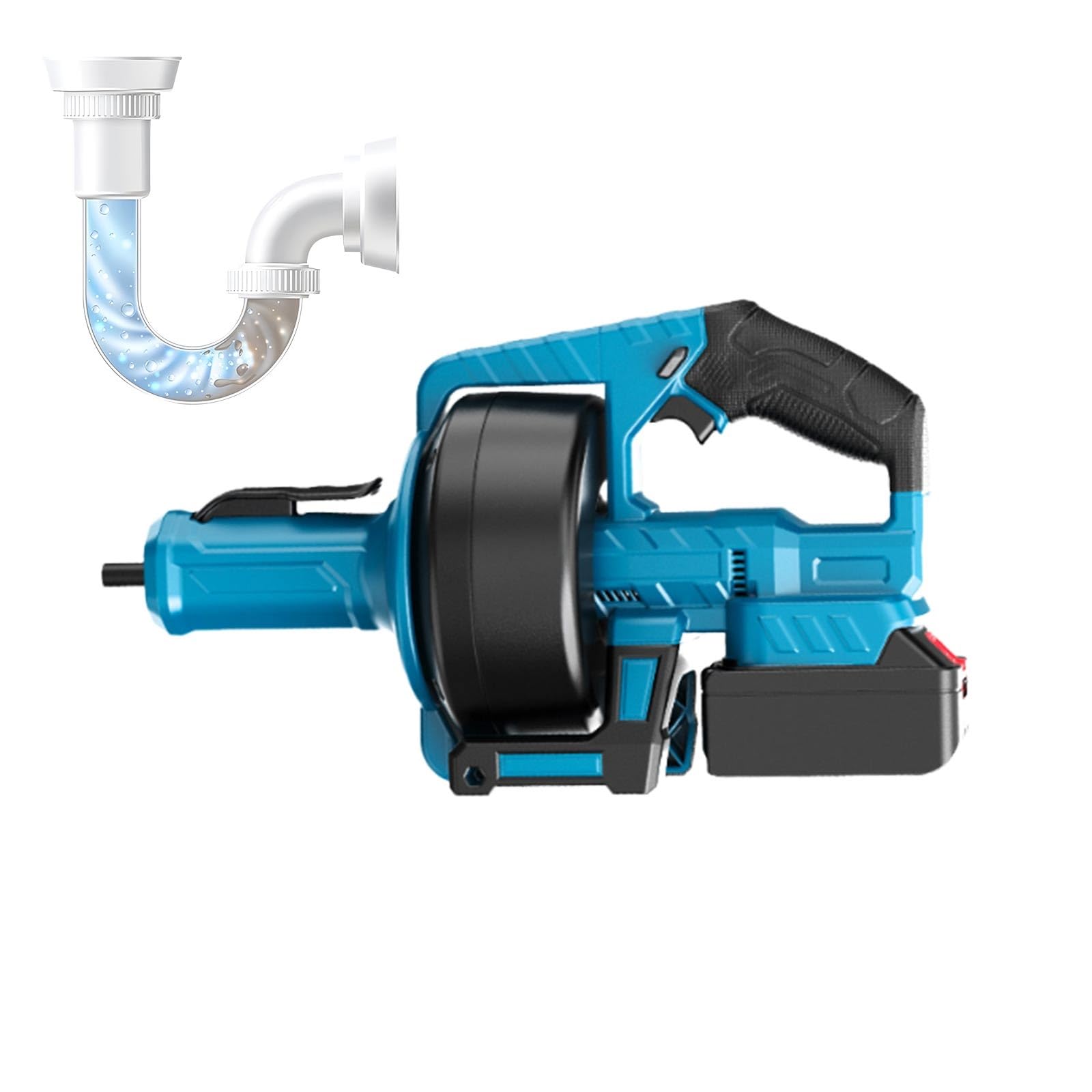 Limpiador De Tuberías Eléctrico Herramienta De Fontanería, Serpiente Para Desagües 7m, Desatascador a Batería Sin Cable, Motor Cobre 610 Rpm