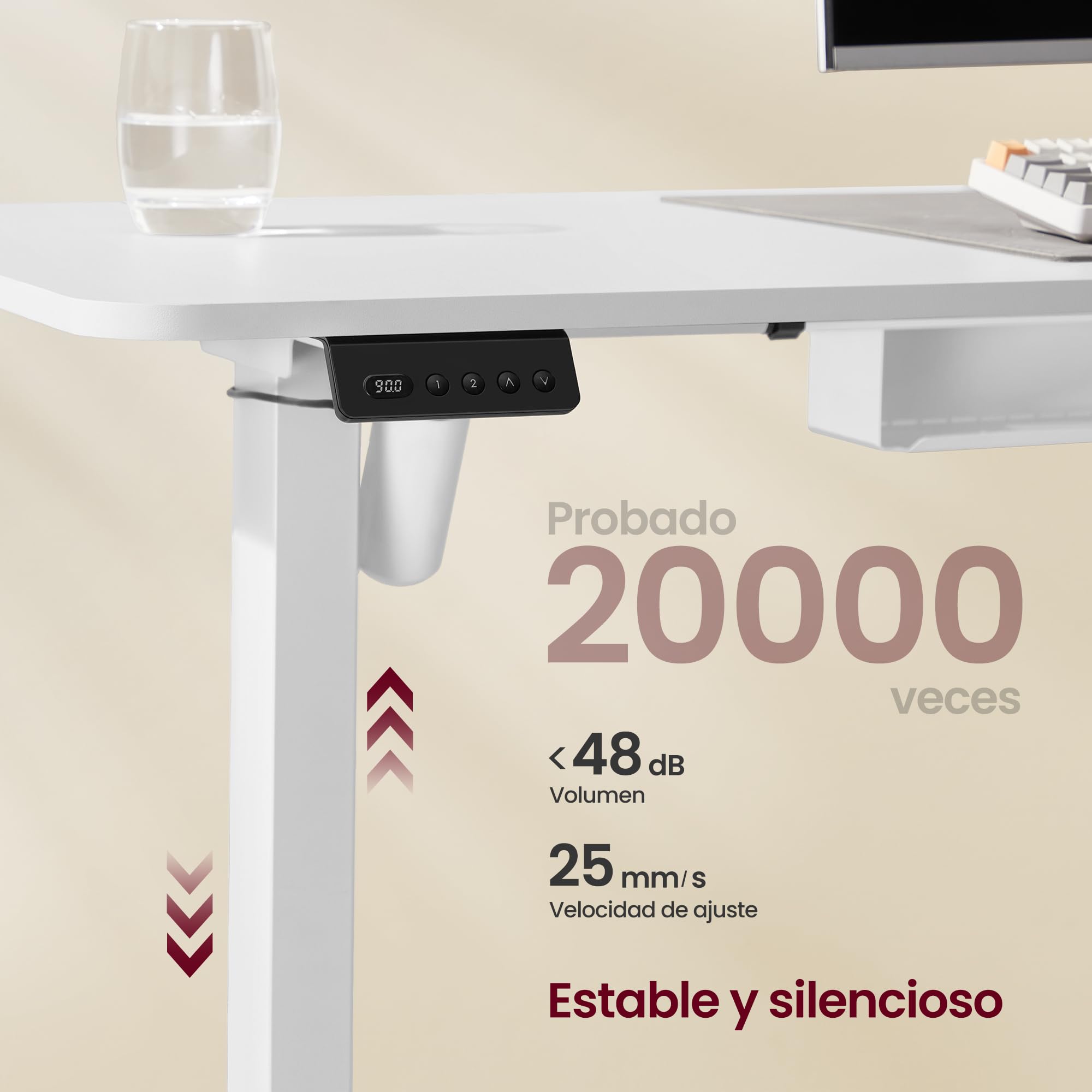 VASAGLE Escritorio Eléctrico Regulable en Altura, Escritorio en Forma de L, 140 x 160 cm, con Estación de Carga, Función de 2 Memorias, para Oficina Casa, Blanco Nube y Blanco Mate LSD264W01