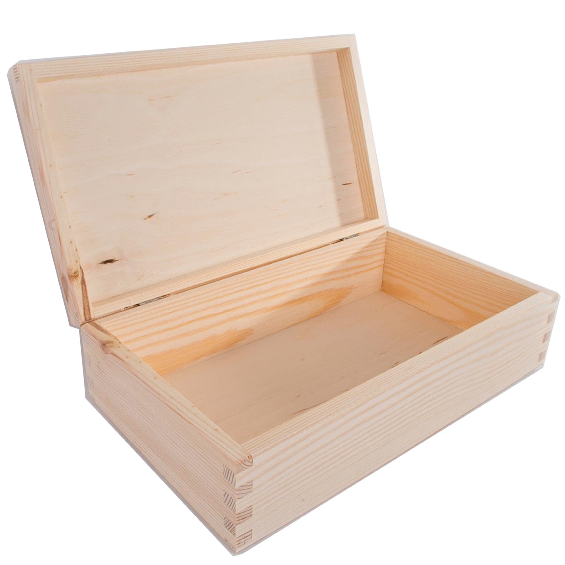 Woodeedoo Natural Rectangular Wooden Storage Box With Hinged Lid – 28 X 16 X 8 Cm – Plain Pine Box For Crafts Gifts Décor Personalisation Painting Staining Decoupage Retail Display Keepsakes
