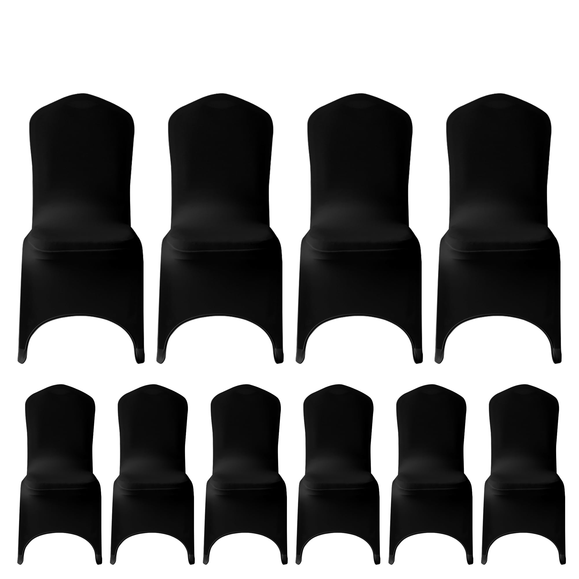 WedDecor Black Spandex Chair Cover Stretch Removable Slipcover Dining Room Wedding Decor, Christmas Party, Banquet, Anniversary, Birthday Decoration, 10pcs
