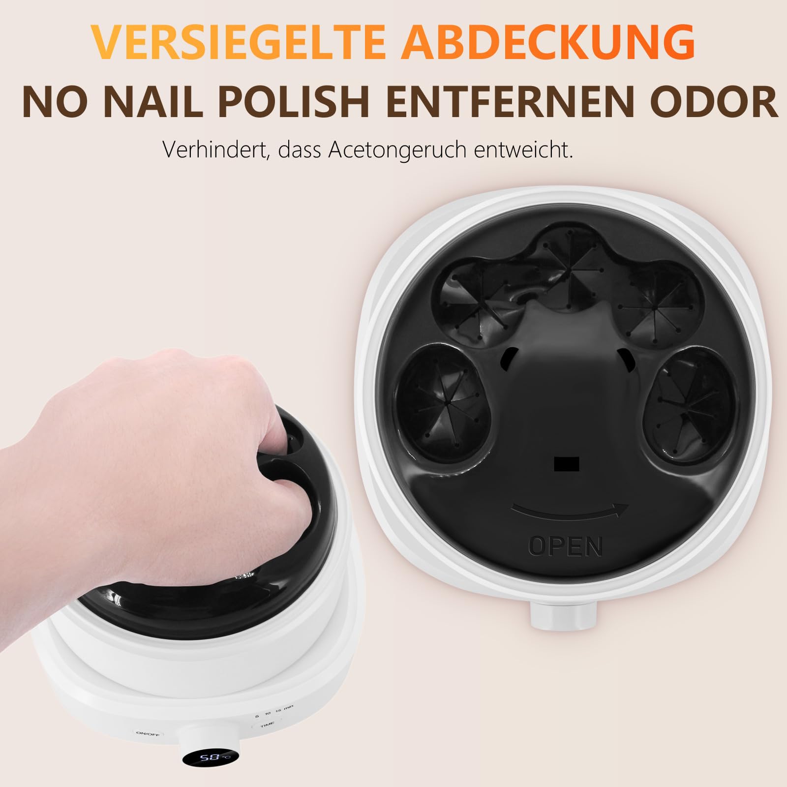 Removedor eléctrico de esmalte de uña con temperatura ajustable, cuenco eléctrico para manos blandas, elimina esmalte, compatible con gel y acrílico