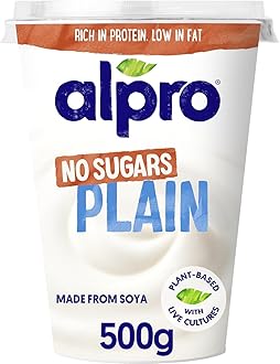 Alpro Plain No Sugars, Plant-Based & Soya Yoghurt Alternative, Vegan & Dairy Free, Big Pot, 500g