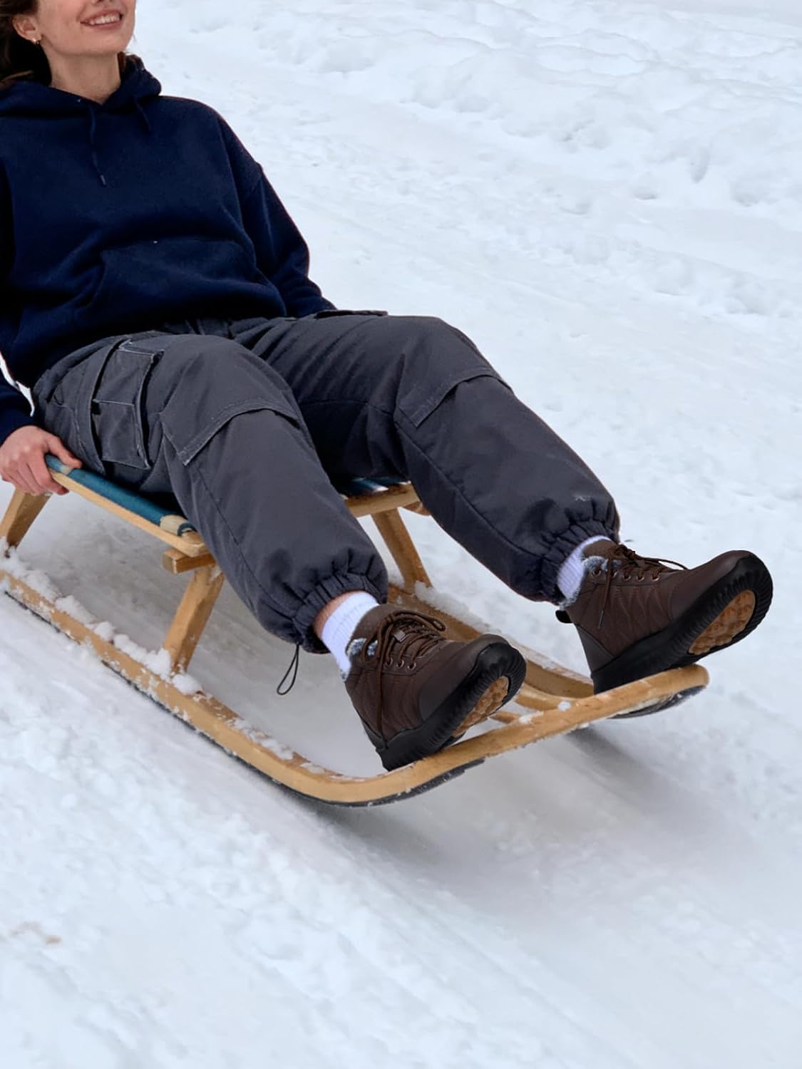 SHIBEVER Snow Boots for Women Winter: Warm Fur Lined Ankle Snow Booties Anti-Slip Waterproof Comfortable Outdoor Winter Shoes - Image 3