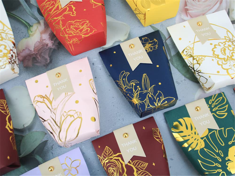 Pudełka na prezenty, pudełka na upominki weselne Papierowe pudełko na słodycze Drukowanie Pudełko na prezent dla nowożeńców Baby Shower Zaręczyny Bankiet Party 50 sztuk (kolor: Bianco) (Color : Coffe