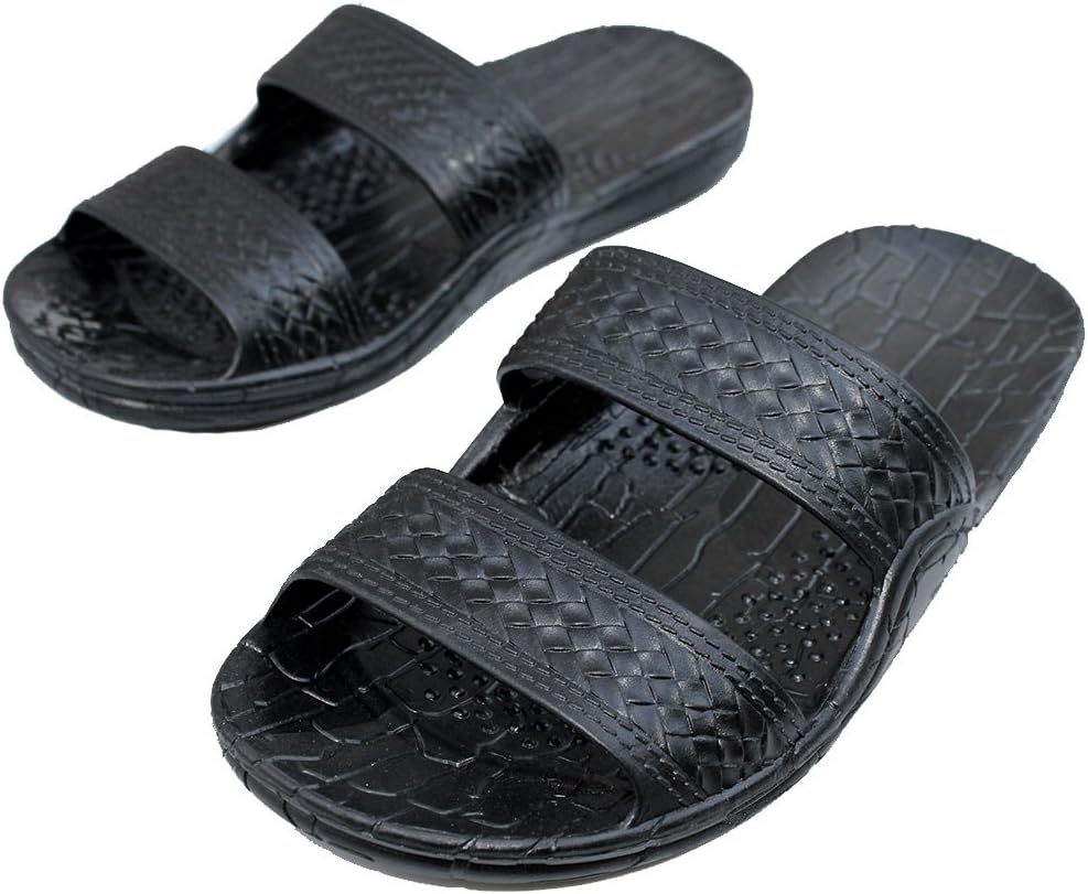 Black Rubber Double Strap Jesus Sandals women size 13, men size 11