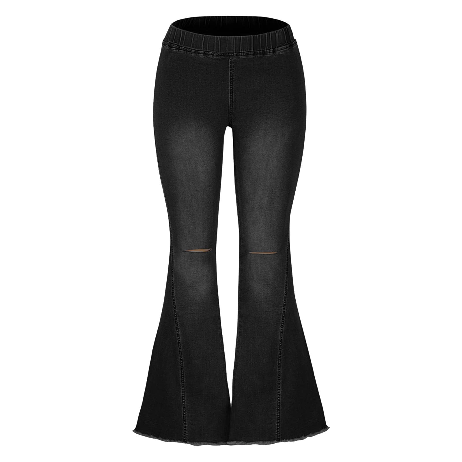 Genérico Jeans Mujer Mom Fit Elásticos Bolsillos Pantalones Deporte Bootcut Mezclillas Cintura Deportes Campana Vaqueros Elefante Monocolor de Mezclilla para con Alta Elasticidad y Lavado a la