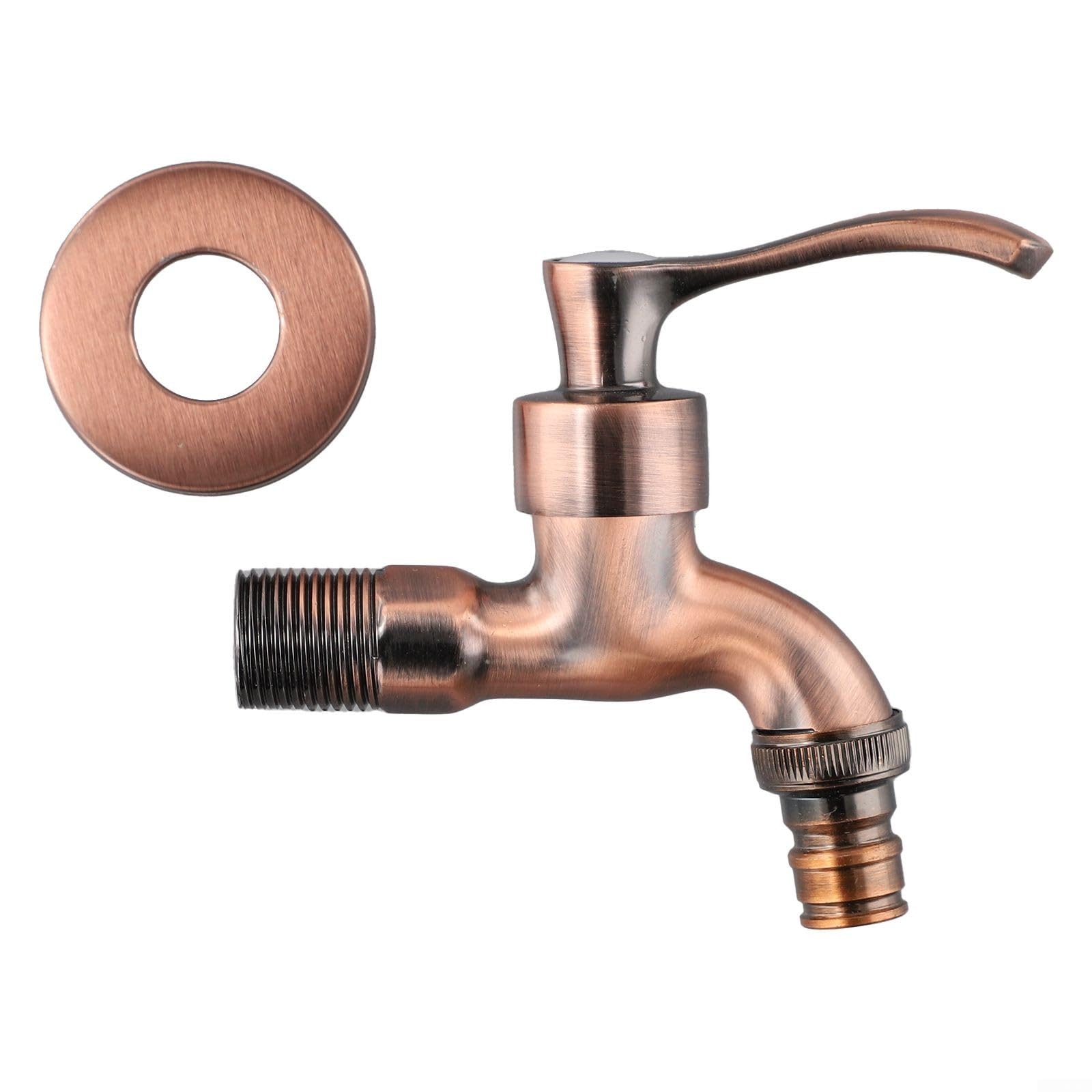 Antique Bronze Washing Machine Faucet Vintage Garden Outdoor Wall Mounted Tap Decorative Single Lever Handle Water Faucet(red bronze)