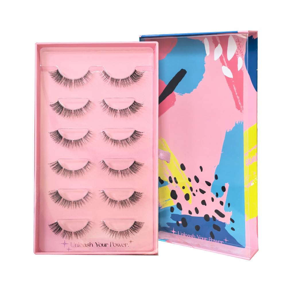 Faux Mink Eyelashes Set - 6 works Natural & Dramatic Lashes, Reusable, Lightweight for Daily & Party Makeup, Enhance Eye Beauty
