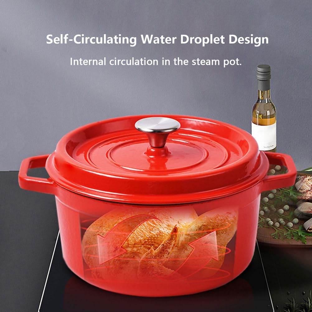 AIZYR Enameled Dutch Oven, Cast Iron Dutch Oven with Lid Cooking Pot Soup Pot for Braising, Soups, Baking,Stews,20cm
