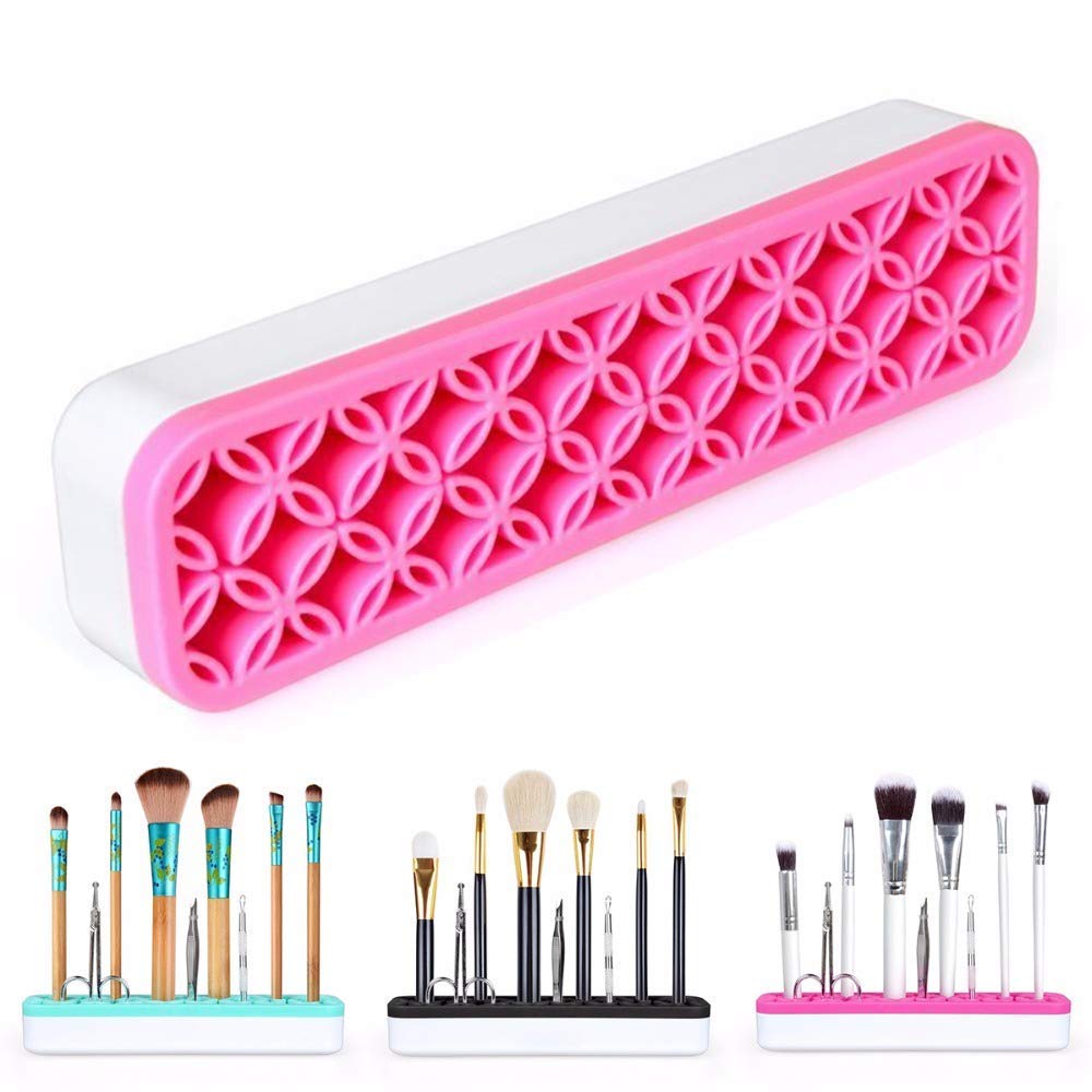 Support de pinceaux de maquillage en silicone, boîte de rangement en silicone, boîte de rangement de bureau multifonction, support de rangement pour pinceaux de maquillage, rouges à lèvres, vernis à