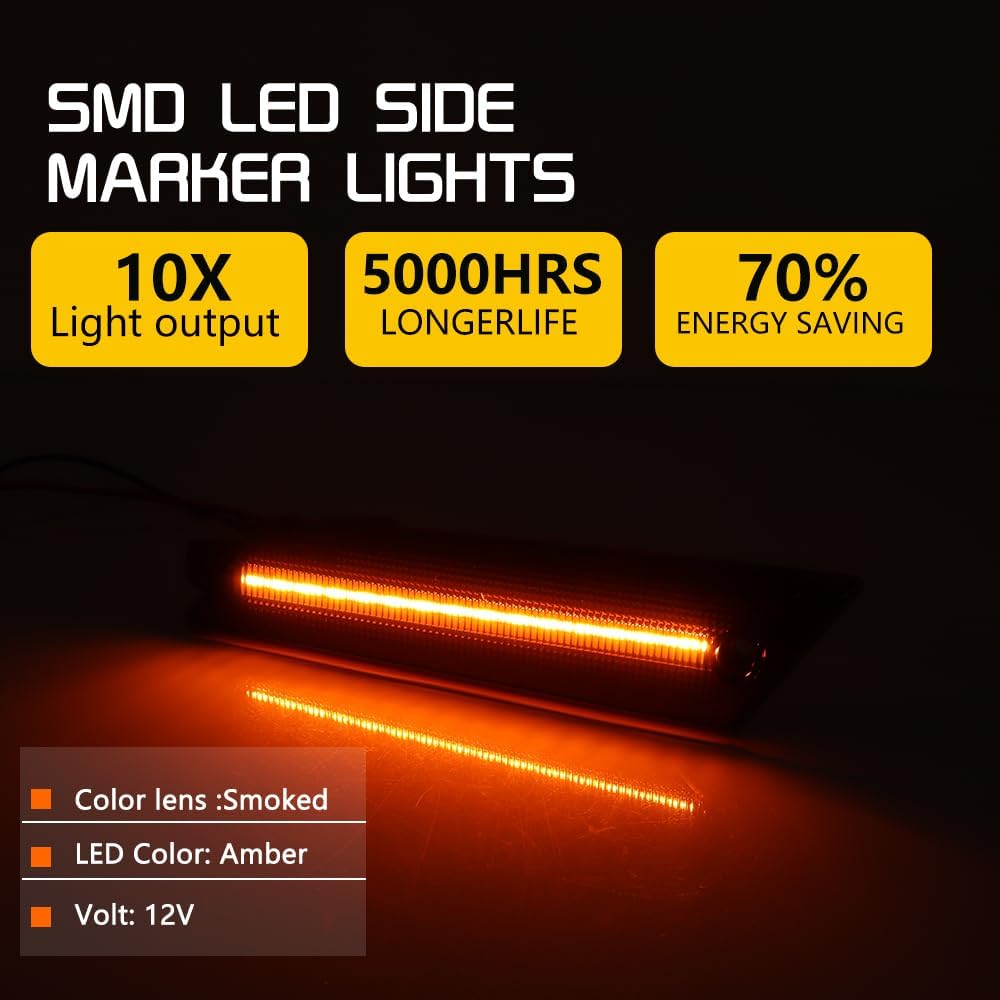 For 1979 1980 1981 1982 1983 1984 1985 1986 Ford Mustang side Bumper marker turn Signal light housings Smoked Lens D9ZZ-15201-L,D9ZZ-15201-R