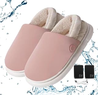Heated Slippers Rechargeable Foot Heaters, USB Electric Heating Slippers for Women Men with 3 Temp Settings Keep Feet Warm up to 5-8 Hours with 4000mah*2 Battery(Size:34-35,Color:Pink)