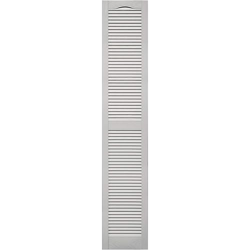 14 1/2"W x 60"H Mid-America Vinyl, Standard Size Cathedral Top Center Mullion, Open Louver Shutter, w/Installation Shutter-Lok's & Matching Screws, 030 - Paintable