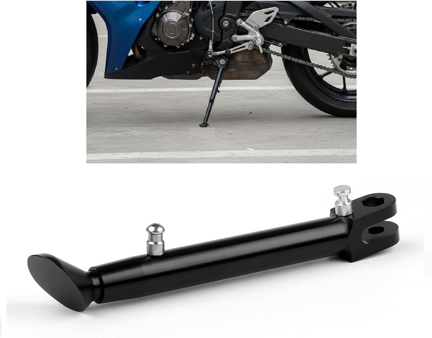 Areyourshop Adjustable CNC Aluminum Kickstand Side Stand for Kawasaki ZX-6/ZX-9R 1998-2002, ZX6R/RR 2003-2008, ZZR600 2005-2008, ZX-10R 2004-2007, ZX-10R 2011-2013, Black