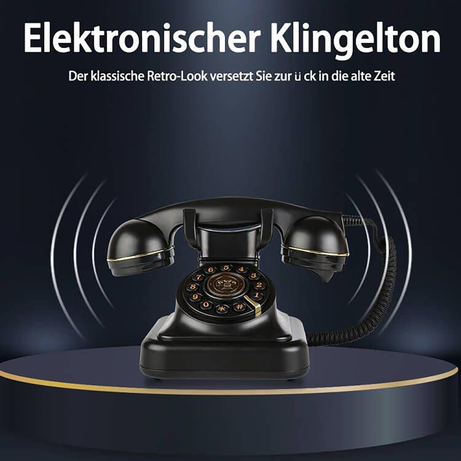 Retro Festnetztelefone Klassisches Retro Telefon mit Wählscheibe Einstellbare Lautstärke Vintage Nostalgie Telefon für Home Office Dekoration, Schwarz
