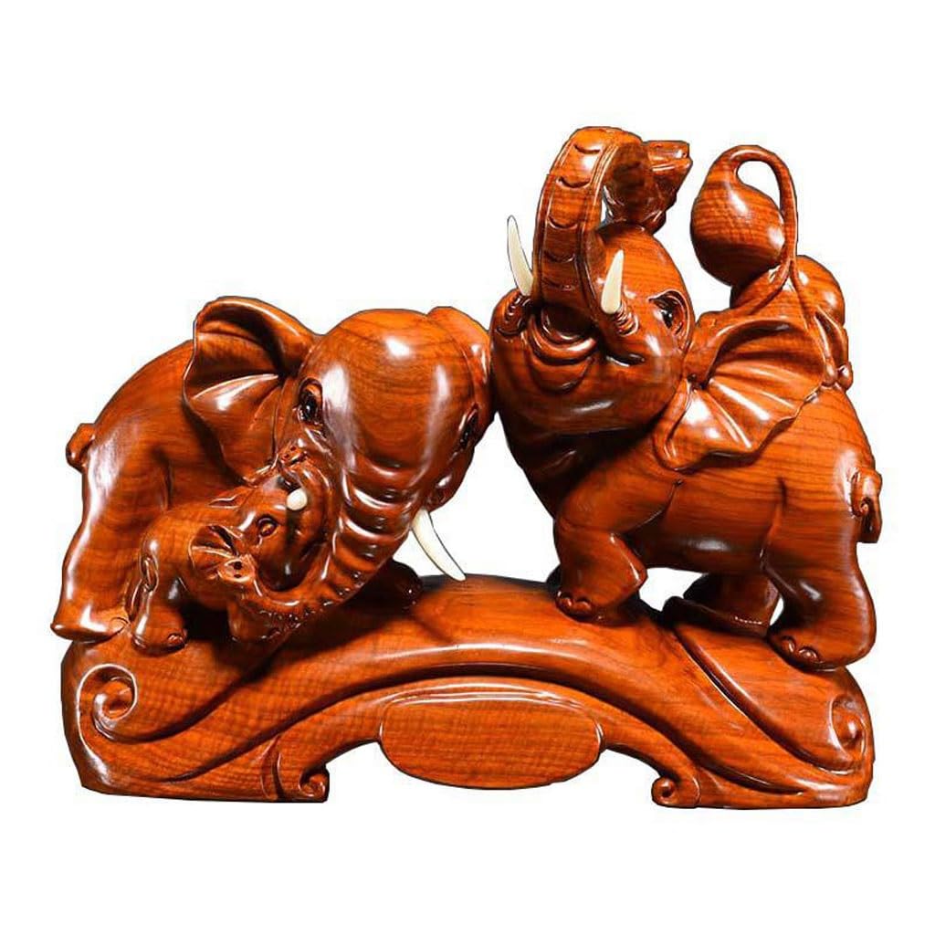 ATREDESES Office Decor Wooden Carving Elephant Ornament Mahogany Home Living Room Decoration Crafts Home Decor