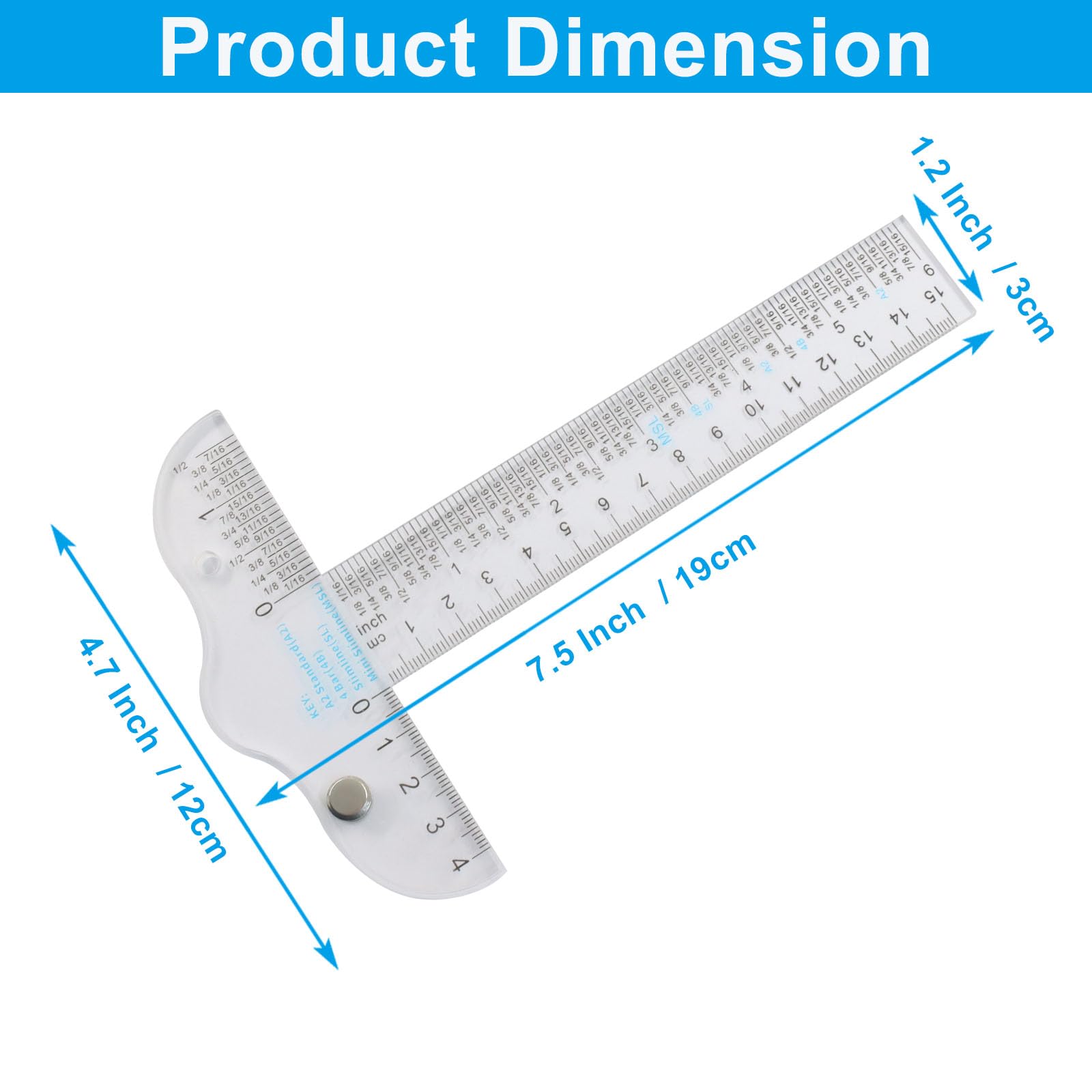 Confezione da 2 righelli quadrati in plastica da 15,2 cm, strumenti da disegno trasparenti, righello a T per layout generale e disegno tecnico